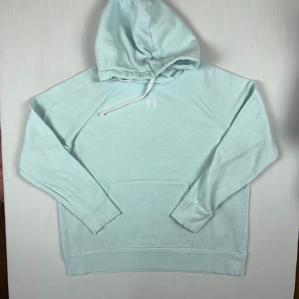 Under Armour Rival Fleece Hoodie Womens Large Mint Green Hooded Sweatshirt LG